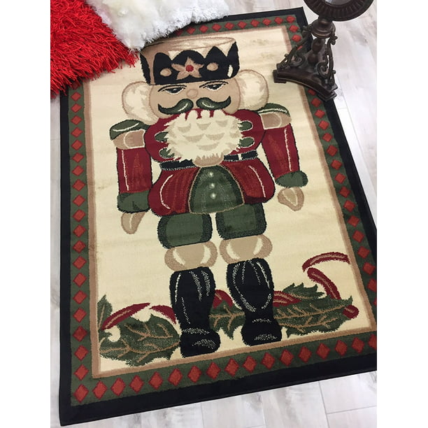 Green and Multi Approximately 3 ft. by 5 ft. Handcraft Rugs Nutcracker Area Rug Red 